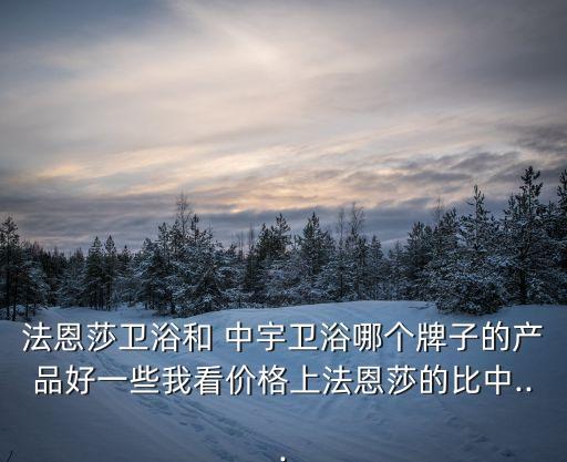 法恩莎衛(wèi)浴和 中宇衛(wèi)浴哪個(gè)牌子的產(chǎn)品好一些我看價(jià)格上法恩莎的比中...