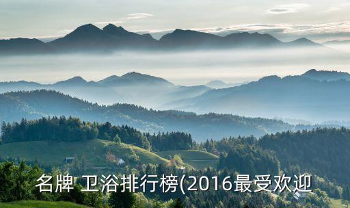 名牌 衛(wèi)浴排行榜(2016最受歡迎