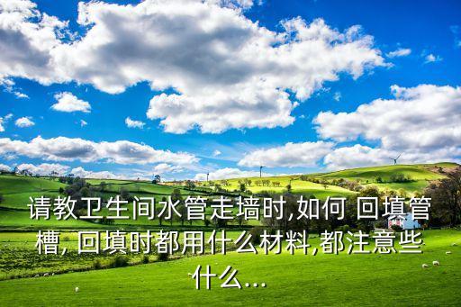 請(qǐng)教衛(wèi)生間水管走墻時(shí),如何 回填管槽, 回填時(shí)都用什么材料,都注意些什么...