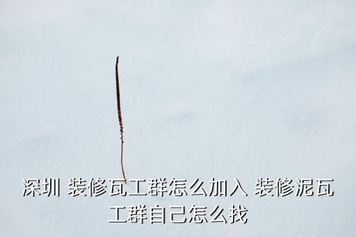 深圳 裝修瓦工群怎么加入 裝修泥瓦工群自己怎么找