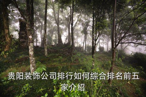  貴陽裝飾公司排行如何綜合排名前五家介紹