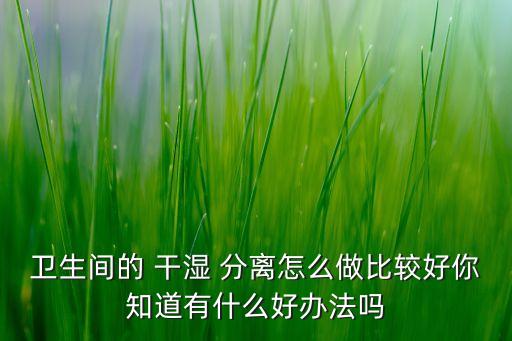 衛(wèi)生間的 干濕 分離怎么做比較好你知道有什么好辦法嗎