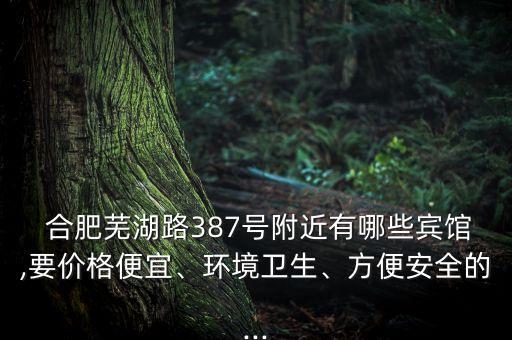  合肥蕪湖路387號(hào)附近有哪些賓館,要價(jià)格便宜、環(huán)境衛(wèi)生、方便安全的...