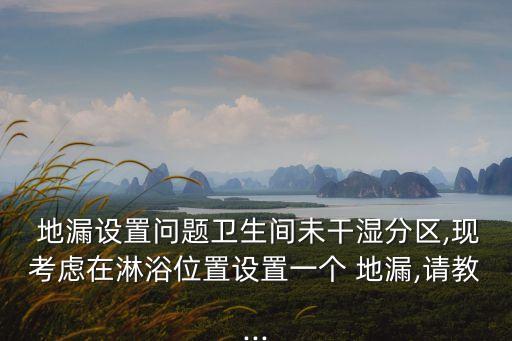  地漏設(shè)置問題衛(wèi)生間未干濕分區(qū),現(xiàn)考慮在淋浴位置設(shè)置一個(gè) 地漏,請教...