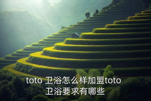 toto 衛(wèi)浴怎么樣加盟toto 衛(wèi)浴要求有哪些