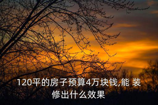 120平的房子預算4萬塊錢,能 裝修出什么效果