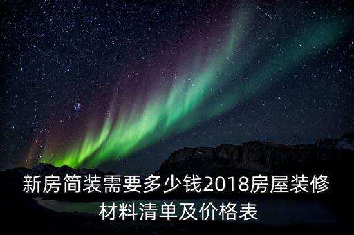 新房簡裝需要多少錢2018房屋裝修 材料清單及價(jià)格表