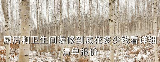 廚房和衛(wèi)生間裝修到底花多少錢看詳細清單報價