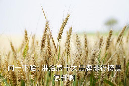 問一下哈; 淋浴房十大品牌排行榜是怎樣啊